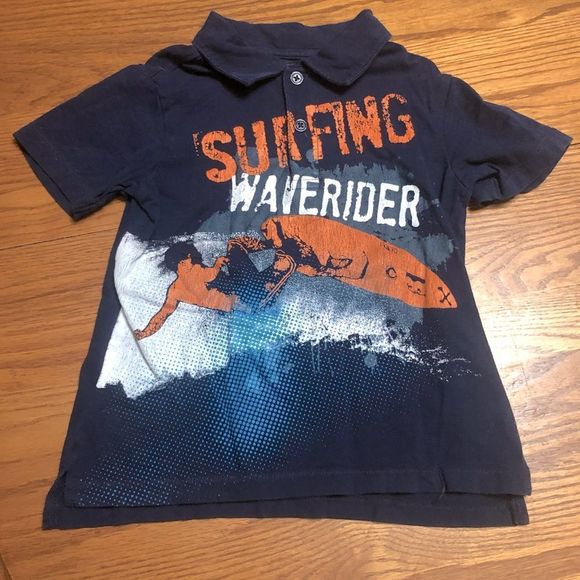 6/$20 Wonder kids navy blue Surfing Waverider polo shirt size 4T - Picture 1 of 2